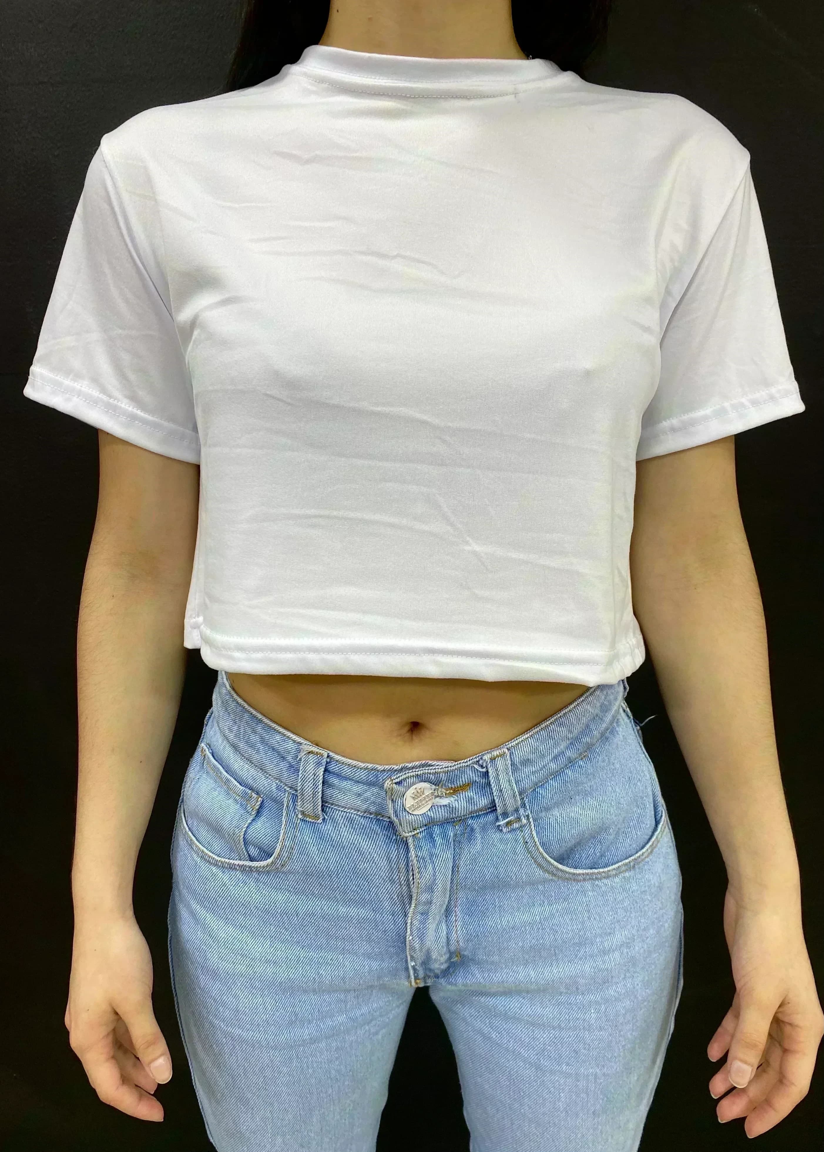 Crop top Blanco Camiseta-COLOR:S